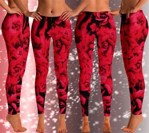 Red Rose Leggings Sexy Yoga Pants For Women Sexy Yoga Leggings Etsy Sexy Women Leggings