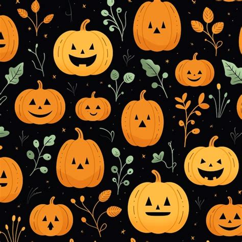 Premium Vector Vektor Halloween Pumpkin Pattern Minimalist Seamless