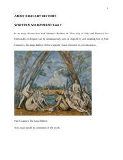 AHIST 1401 ART HISTORY WRITTEN ASSIGNMENT Unit 7 2 Docx 1 AHIST