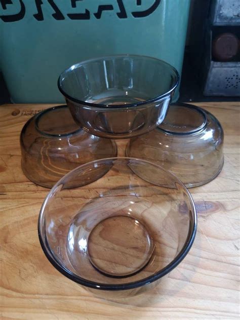 Set Of 4 1970s French Arcoroc Smoked Glass Dessert Bowls Etsy Uk Glass Dessert Bowls