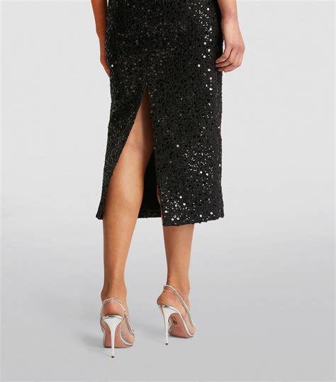 Womens Self Portrait Black Sequin Embellished Midi Dress Harrods UK