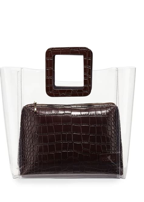 Staud Shirley Clear PVC And Crocodile Embossed Tote Bag Bergdorf Goodman