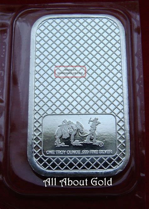 Solid Silver Bar 1 Troy Oz Silvertowne 999 Fine Bald Eagle Burro