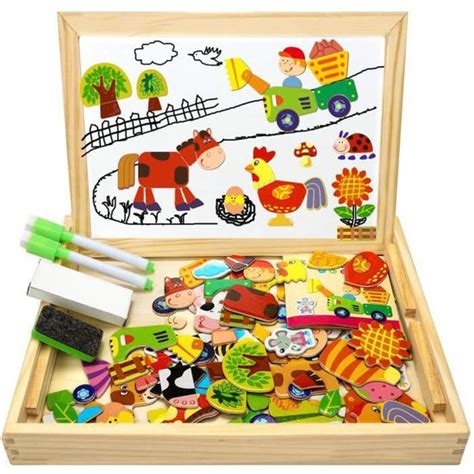 Genossen Puzzles En Bois Magn Tique Pi Ces Motif Ferme Jigsaw