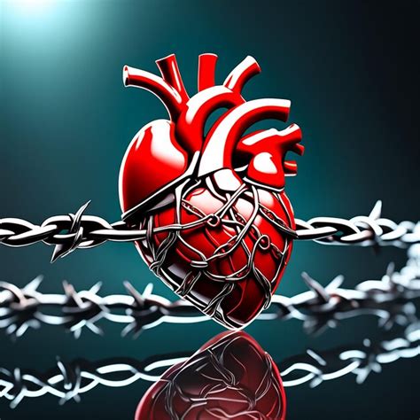 Premium Ai Image Realistic Poster Of A Wounded Heart Among Barbed