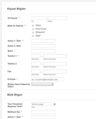 Gayrimenkul Bilgi Form Şablonu Jotform