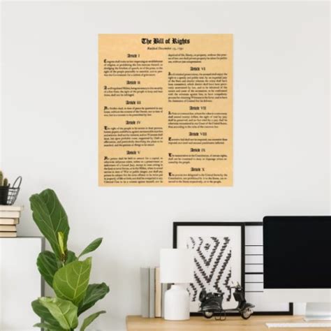 United States Bill Of Rights First Ten Amendments Poster Zazzle