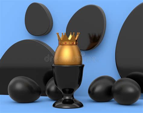 Unique Gold Egg In Royal King Crown In Ceramic Eggcup And Scattered