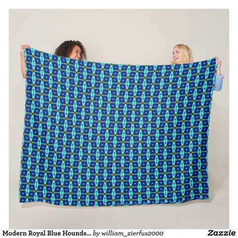 Modern Royal Blue Houndstooth Satin Pattern Fleece Blanket Modern