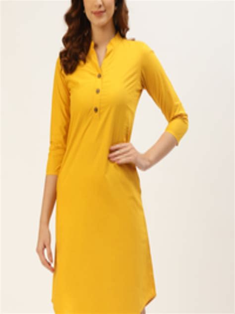 Buy Brinns Women Mustard Yellow Solid A Line Midi Dress Dresses For