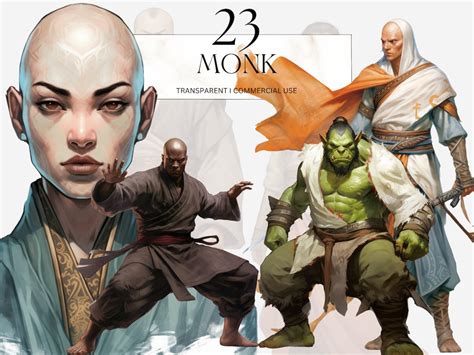 Watercolor Monk Clipart Printable Dungeons And Dragons Dnd Rpg Game