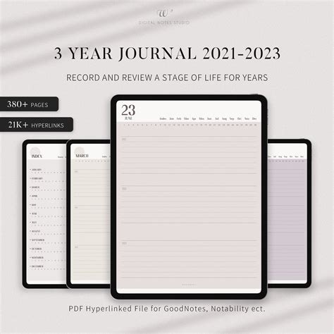 Digital 3 Year Diary, 2021-2023 Digital Yearly, Monthly, Daily, Planner ...