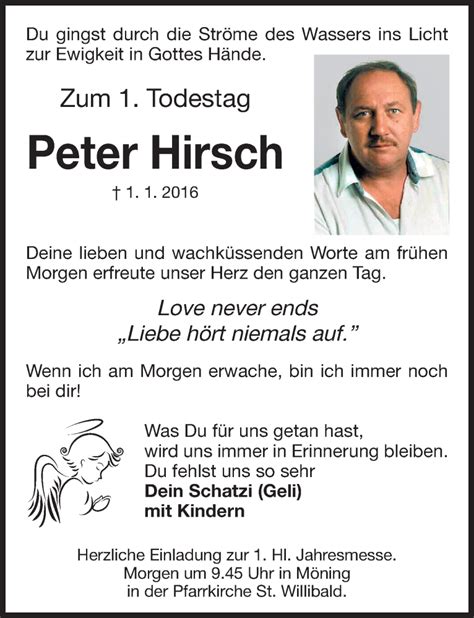 Traueranzeigen Von Peter Hirsch Trauer Nn De