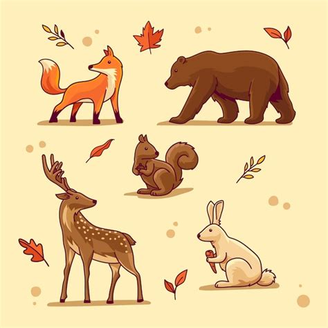 Premium Vector | Hand drawn autumn animals collection