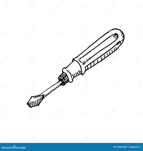 Screwdriver Sketch Stock Vector Illustration Of Drawing 70301603