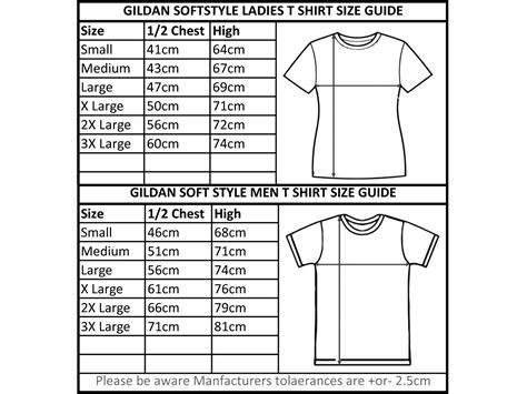 Gildan Softstyle Size Chart