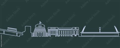 Wellington Single Line Skyline Stock Vector | Adobe Stock