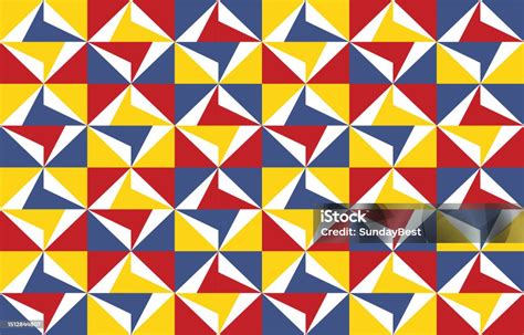 Abstract Colorful Blue Yellow Red Geometric Seamless Pattern Background Cover Wrapping Paper