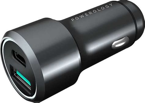 Powerology Aluminum Ultra Quick W Car Charger Pd Qc Black