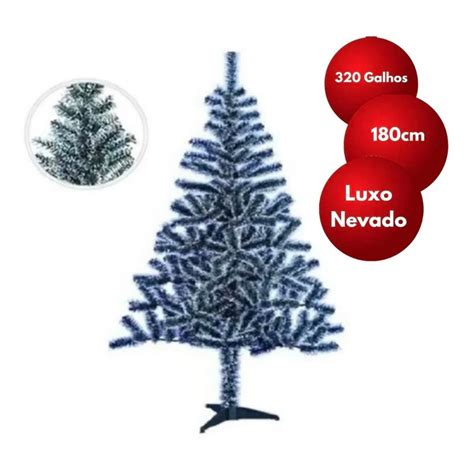 Rvore De Natal Pinheiro Nevada Cheia Galhos Base Neve Cm Luxo