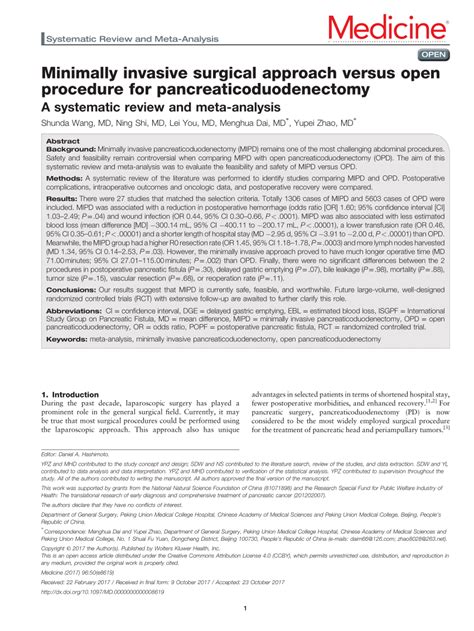 Pdf Minimally Invasive Surgical Approach Versus Open Procedure For