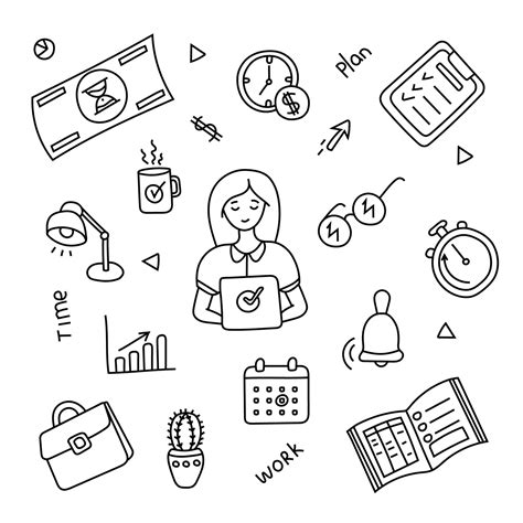 Time management doodle set. illustration 45010363 Vector Art at Vecteezy