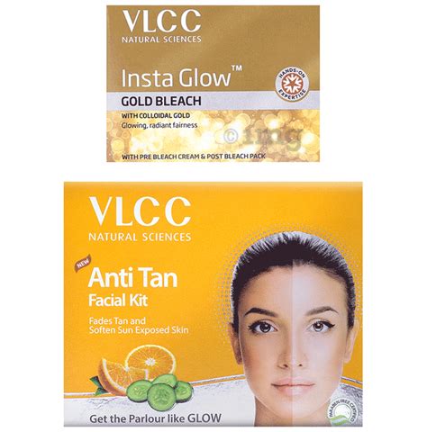 Vlcc Combo Pack Of Anti Tan Single Facial Kit Gm Insta Glow Gold