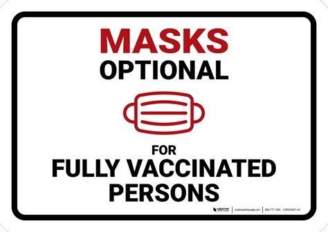 Mask Optional For Fully Vaccinated Persons Landscape Wall Sign