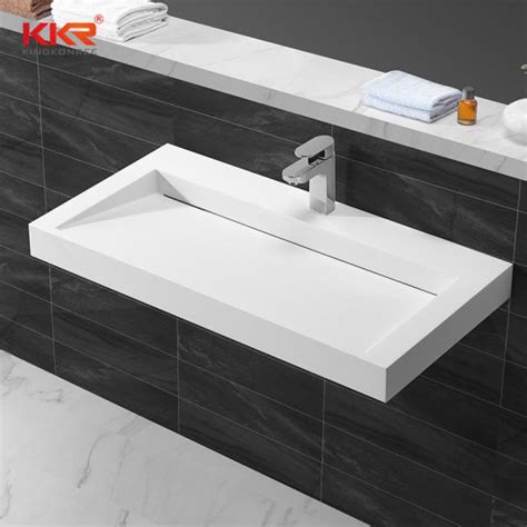 China Custom Solid Surface Vanity Types Long Narrow Rectangular Basins