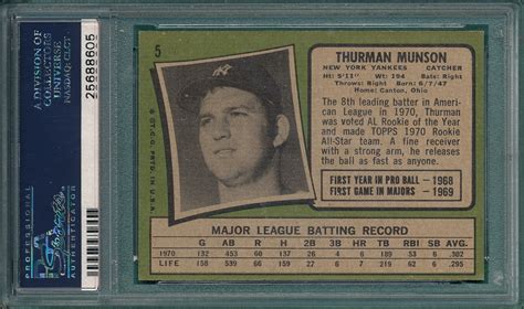 Lot Detail Topps Thurman Munson Psa