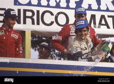 Nelson Piquet Bra Brabham 1st Positionrene Arnoux Fra Ferrari 2nd