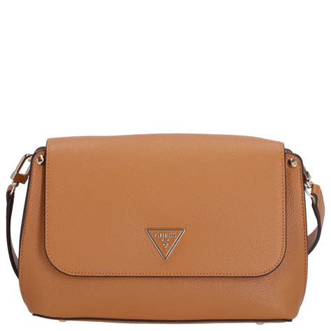 Guess Umhängetasche Meridian Flap Crossbody cognac Koffer Kopf