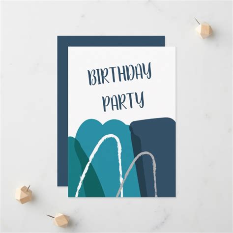 Abstract Modern Blue Birthday Invitation Zazzle