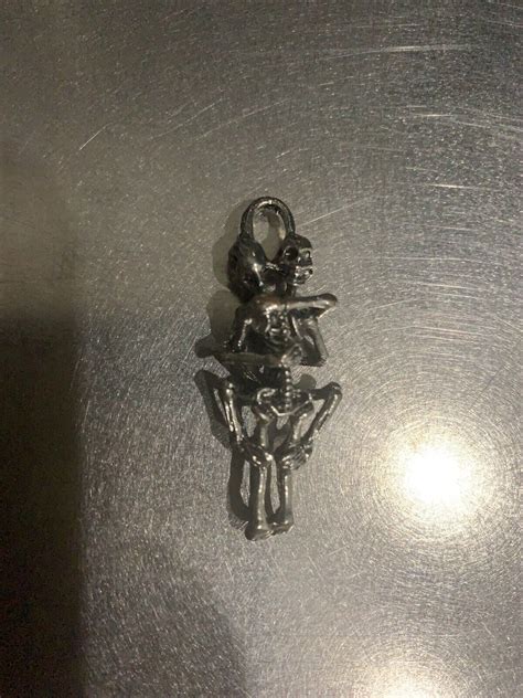 Silver Skeleton Sex Pendant Embrace Hug Metal Love Fo… Gem