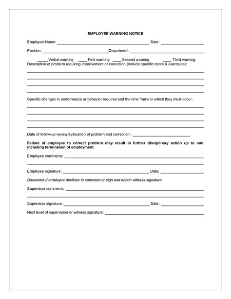 Employee Warning Notice Download 56 Free Templates And Forms