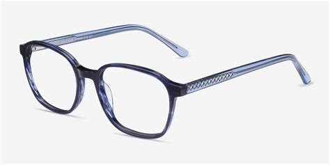 Efficient Rectangle Blue Striped Full Rim Eyeglasses Eyebuydirect