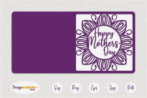 Happy Mothers Day Greeting Card Papercut Template Svg