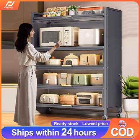 Nini Rak Kabinet Dapur Kitchen Storage Cabinet Multi Layer Carbon Steel