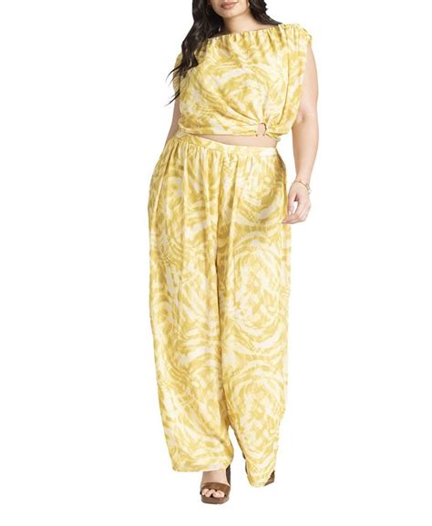 Eloquii Plus Size Wide Leg Printed Chiffon Pant Macys