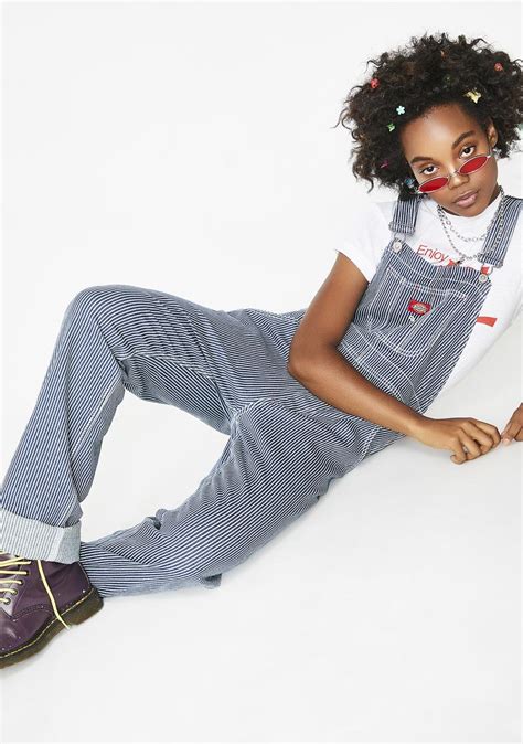 Dickies Girl Hickory Stripe Denim Overalls Dolls Kill