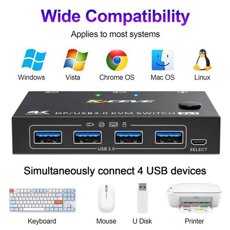 2 Port 4k144hz Displayport Usb30 Kvm Switch With Wired Controller