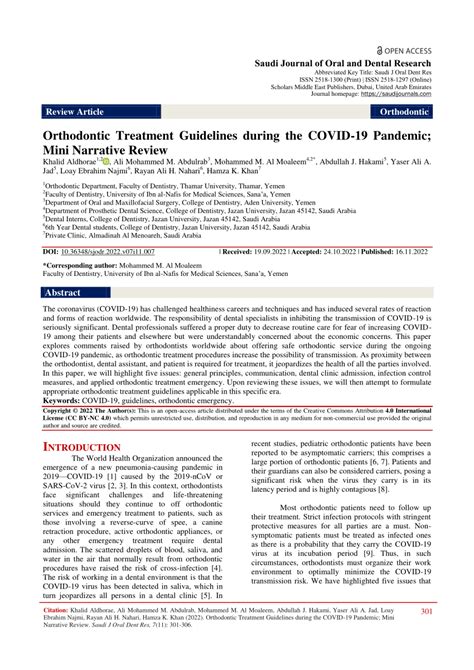 PDF Orthodontic Treatment Guidelines During The COVID 19 Pandemic