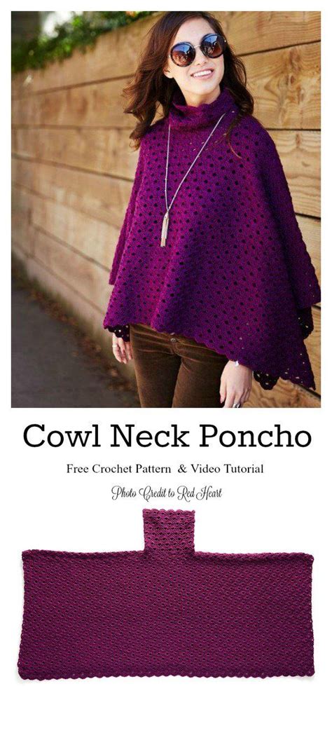 Perfectly Cowl Neck Poncho Free Crochet Pattern And Video Tutorial Poncho Knitting Patterns