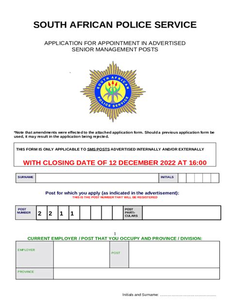 saps application  south african police  template pdffiller