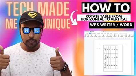 How To Rotate Table In Word From Horizontal To Vertical In Wps Office