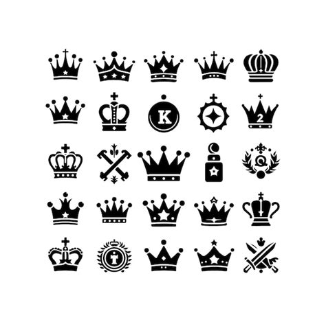 Premium Vector Kings Crown Icon Set Vector Illustration Silhouette Style