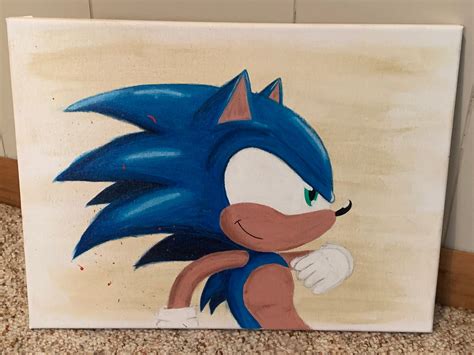 Painting Sonic The Hedgehog - Sonic the Hedgehog Acrylic Painting - Etsy