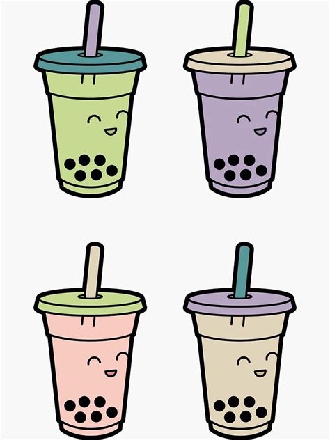 Bubble Tea Cute Kawaii Boba Tea Flavors Sticker By Bobateame