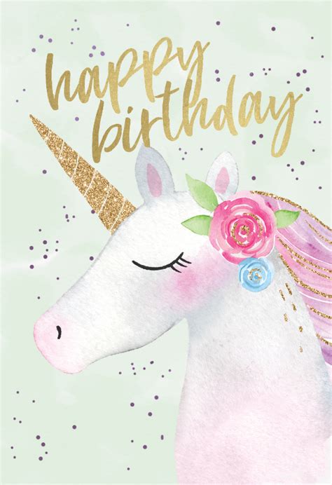 Happy Unicorn Birthday Card Greetings Island