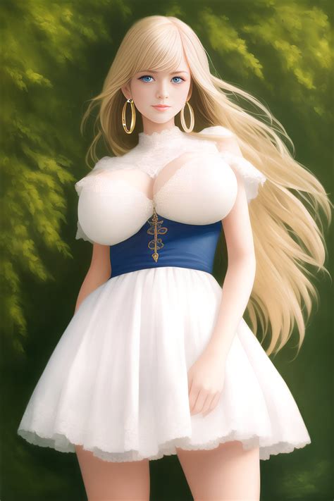 Panwho Women Big Boobs Cleavage Blonde Blue Eyes Smiling Looking